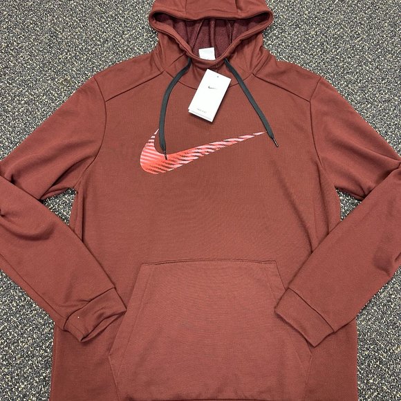 COPY - Nike Men's Dri-Fit Swoosh Fleece Pullover Hoodie Maroon CJ4268-624 Size … - Picture 1 of 2